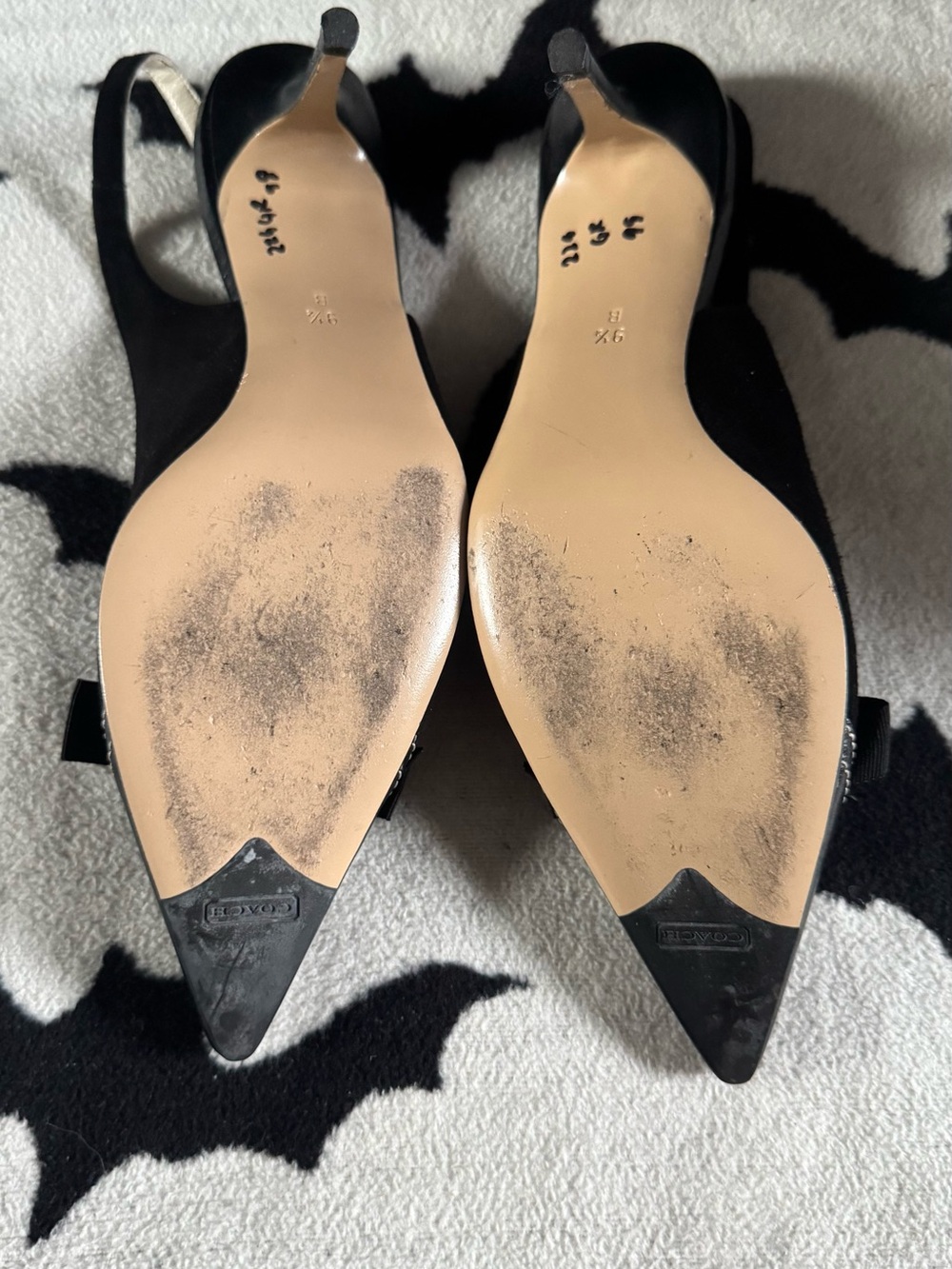 Coach Black Pointed Toe Slingback Pumps with Bow - Picture 3 of 6